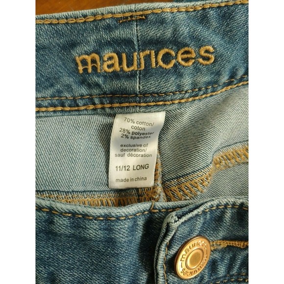 Maurices Womens Jeans Sz 11 12 Long Medium Wash Sandblasted Bootcut - Picture 3 of 3